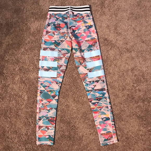 Adidas multi color blue pink XS striped leggings - Picture 7 of 10